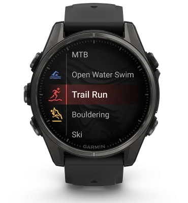 Garmin Fenix 8 43 mm Amoled Safirglas Gr DLC-titan med svart/stengrtt silikonarmband 010-02903-21