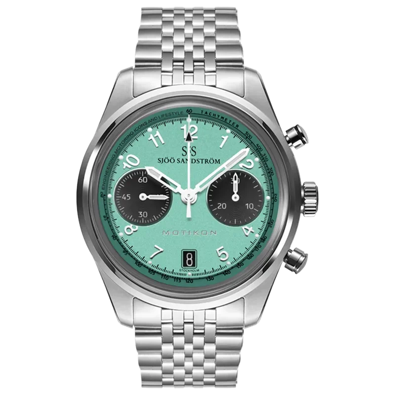 Royal Steel Chronograph 022207 green black Steel braclet 40 mm