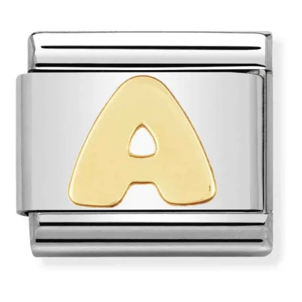 Nomination Composable Classic L&auml;nk Bokstav A i bonded gul guld