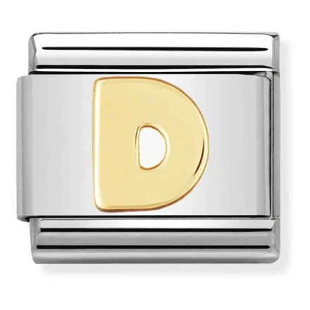 Nomination L&auml;nk Bokstav D i bundet gult guld