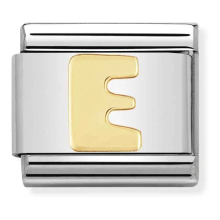 Nomination Composable Classic L&auml;nk Bokstav E i f&ouml;rbundet guld