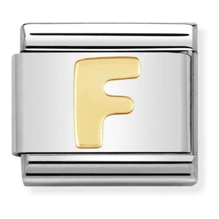 Nomination Composable Classic L&auml;nk Letter F i bundet gult guld