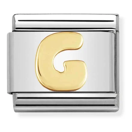 Nomination Composable Classic L&auml;nk Bokstav G i bundet gult guld