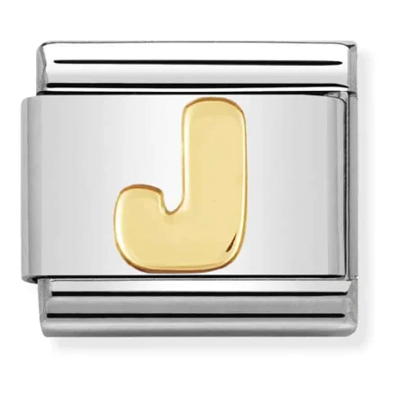 Nomination Composable Classic Länk Bokstav J i förbundna guldfärgad