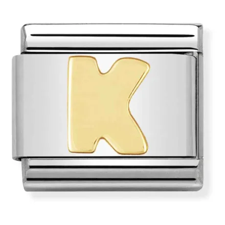Nomination Composable Classic L&auml;nk Bokstav K i bundet guld