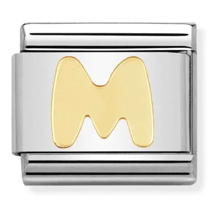 Nomination Komponent Klassisk L&auml;nk Brev M i bundet gult guld