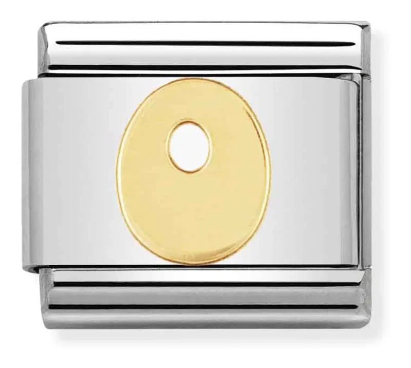Nomination Composable Classic Länk Bokstav O i bonded gult guld