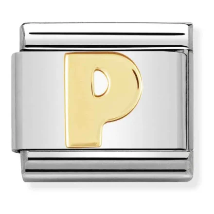 Nomination Composable Classic Länk Letter P i bonded guldfärg