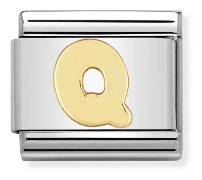 Nomination Composable Classic Länk Bokstav Q i bundet gult guld