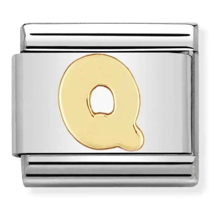 Nomination Composable Classic L&auml;nk Bokstav Q i bundet gult guld