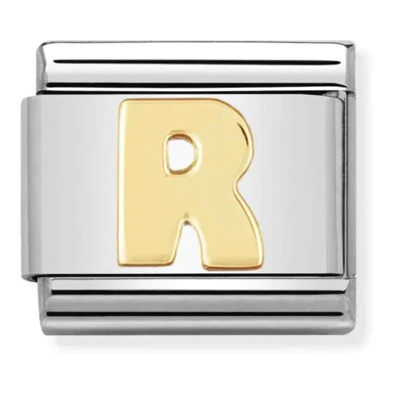 Nomination Composable Classic L&auml;nk Letter R i bonded gult