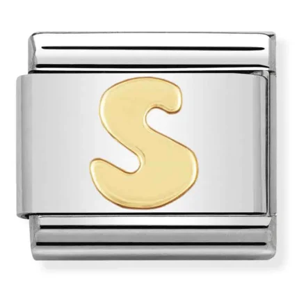 Nomination Composable Classic L&auml;nk Letter S i bonded yellow gold