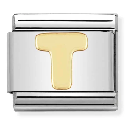 Nomination Composable Classic L&auml;nk Bokstav T i f&ouml;rgyllt gult guld