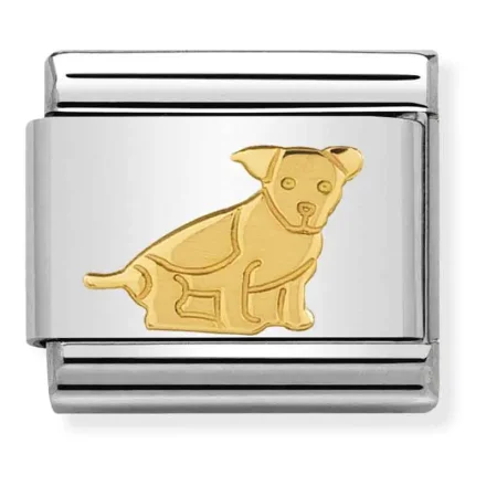 Nomination Composable Classic L&auml;nk med guldbelagt sittande hund