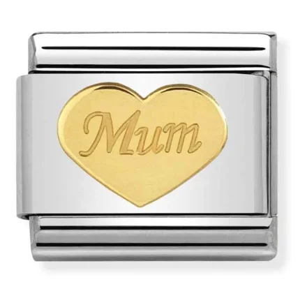 Nomination Composable Classic L&auml;nk med Guld Mamma Hj&auml;rtat