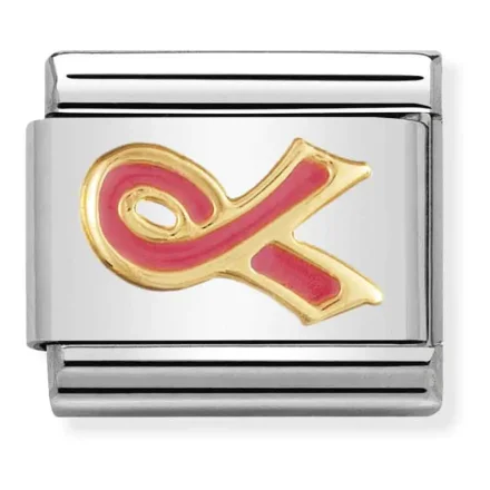 Nomination Composable Classic Länk med Rosa Band i bonded guldd