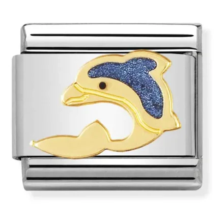 Nomination Composable Classic L&Scaron;nk Guld och bl&OElig; Delfin