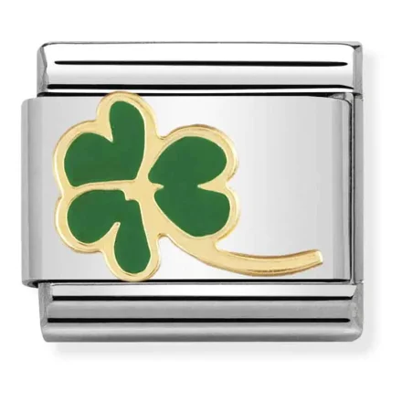 Nomination Composable Classic bonded yellow gold L&auml;nk green Clover