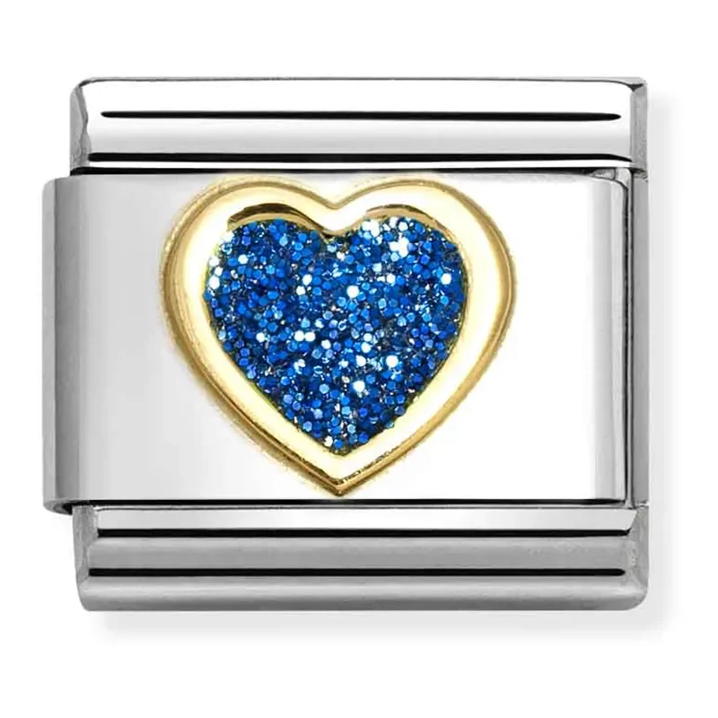 NOMINATION GLITTER Blue heart 18k gold  030220_07