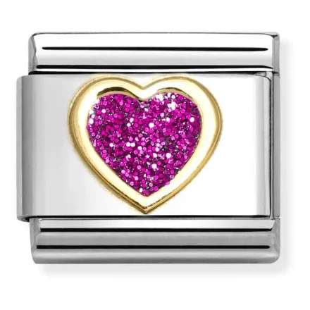 Nomination Composable Classic L&auml;nk, Heart, Fuchsia Glitter