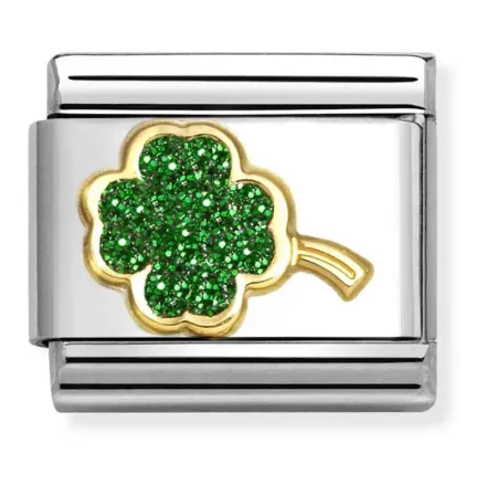 NOMINATION Charm, Composable Link Four-Leaf Clover Green Glitter 030220_18