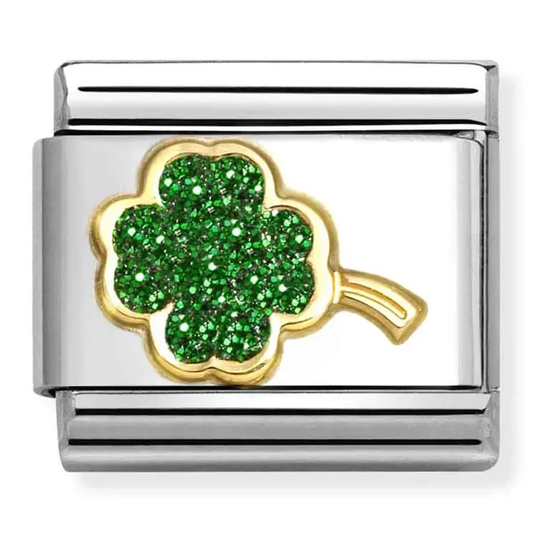 NOMINATION Charm, Composable Link Four-Leaf Clover Green Glitter 030220_18
