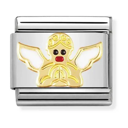 Nomination Composable Classic L&auml;nk Guld och vit &Auml;ngel