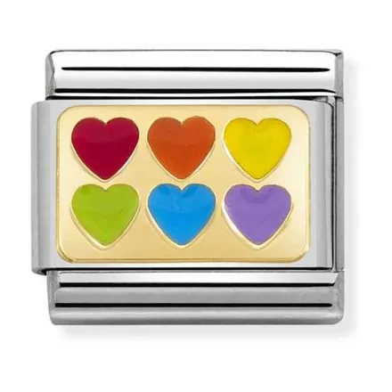 Nomination Composable Classic Länk Rainbow Hearts