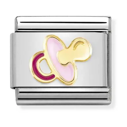 Nomination Composable L&auml;nk, Pink Pacifier in Gold