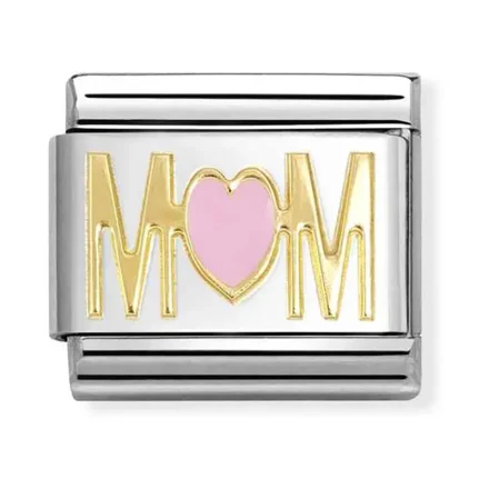 NOMIMATION Symbols enamel 18 k gold MOM PINK heart  030272_84