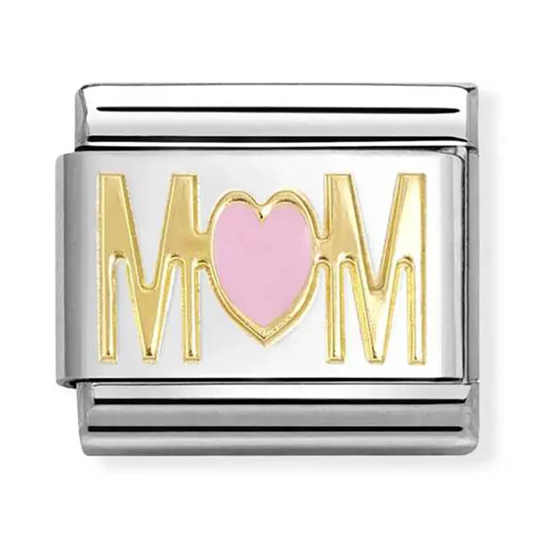 NOMIMATION Symbols enamel 18 k gold MOM PINK heart  030272_84