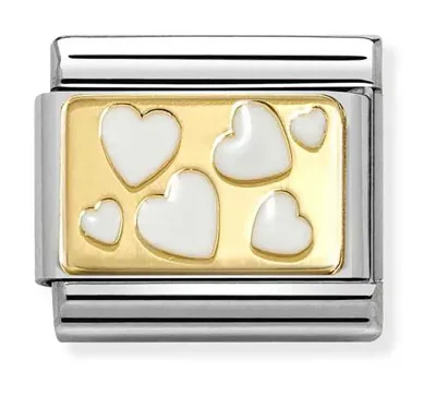 Nomination Composable Classic Länk, White Hearts Plaque