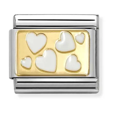 Nomination Composable Classic L&auml;nk, White Hearts Plaque