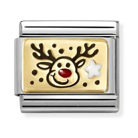 Nomination charm reindeer Red nose 19k gold