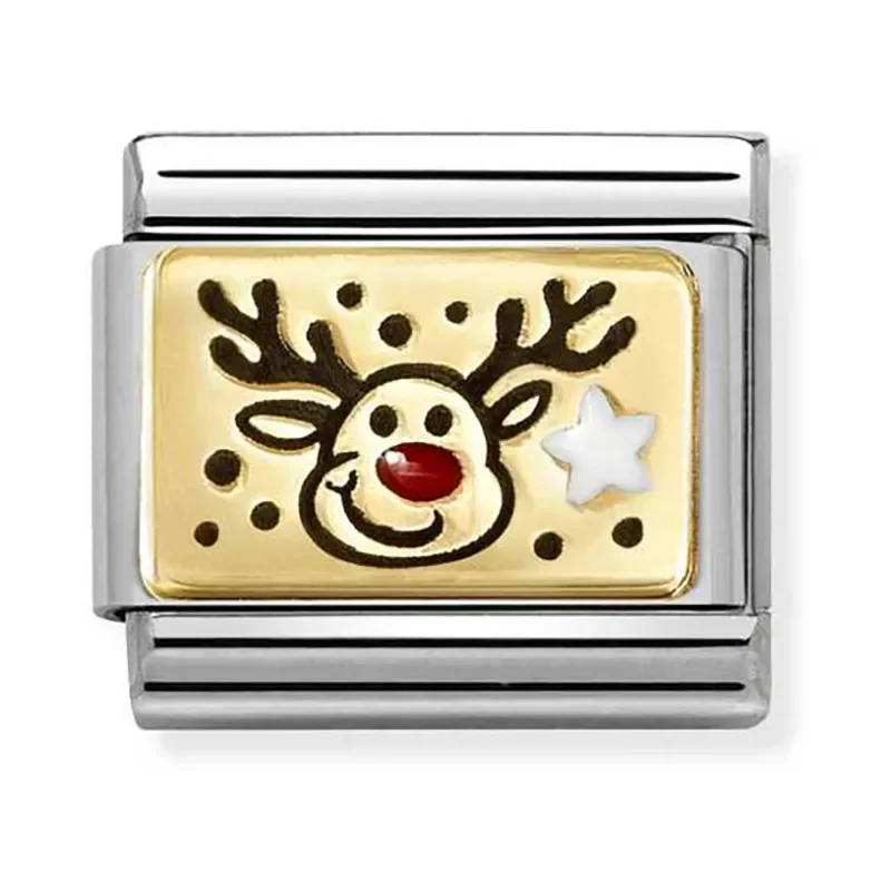 Nomination charm reindeer Red nose 19k gold