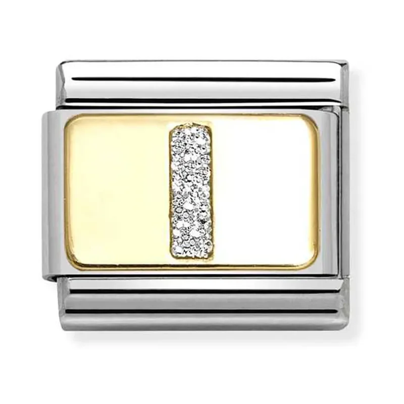 NOMINATION  Letter I silver Glitter  030291_09