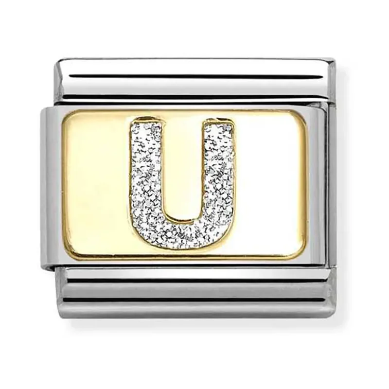 NOMINATION  Letter U silver Glitter  030291_21