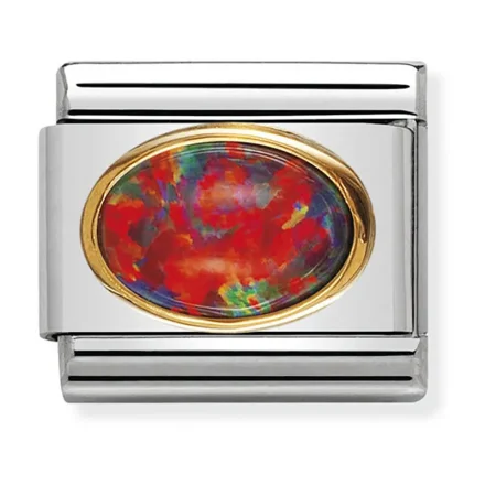 Nomination Composable Classic L&auml;nk i Guld med R&ouml;d Opal