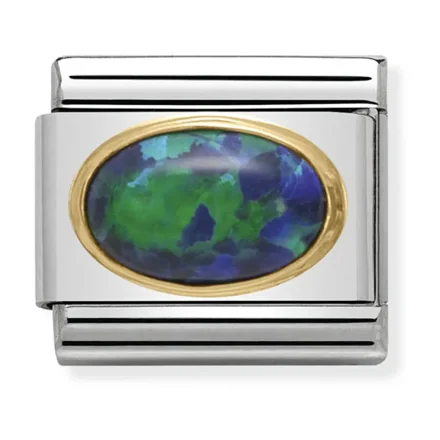 Nomination Komposition Classic L&auml;nk i Guld med gr&ouml;n Opal