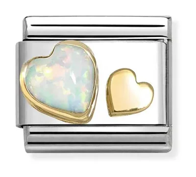 Nomination Composable Classic Länk, Hearts, White Opal
