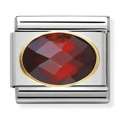 Nomination Composable Classic L&auml;nk med R&ouml;da och Facetterade Stenar