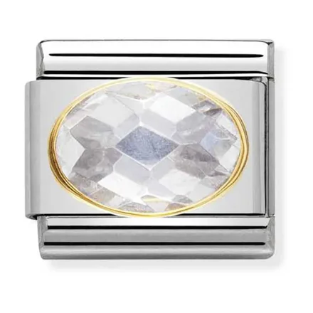 Nomination Composable Classic L&auml;nk med vita och facetterade stenar