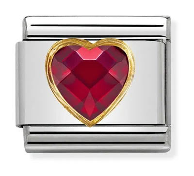 Nomination Composable Classic Multifaceted Red Heart Länk