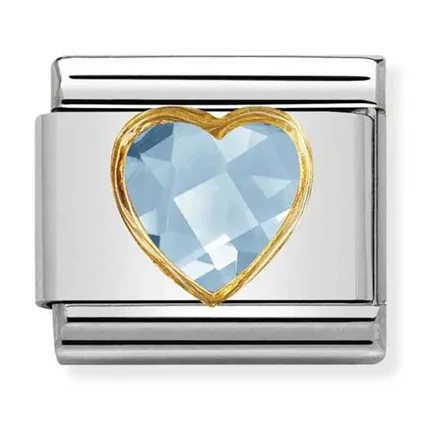 Nomination Composable Classic Multifaceted Light Blue Heart L&auml;nk