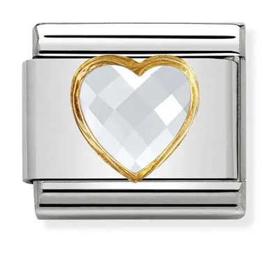 Nomination Composable Classic Multifaceted White Heart Länk