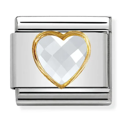 Nomination Composable Classic Multifaceted White Heart L&auml;nk
