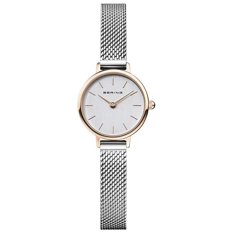 BERING MINI CLASSIC ROSE CASE STEEL DIAL AND MESH