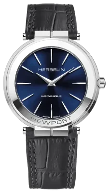 MICHEL HERBELIN NWPT SLIM MECA ACIER/CUIR