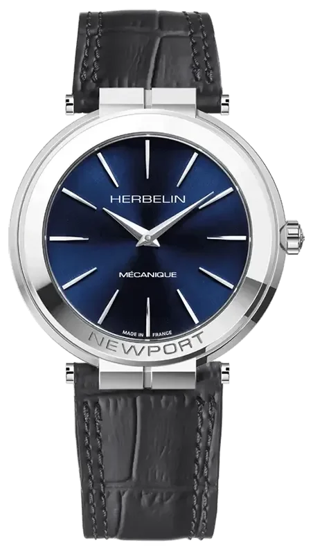 MICHEL HERBELIN NWPT SLIM MECA ACIER/CUIR
