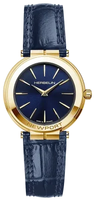 Herbelin NEWPORT SLIMLINE  BLUE DIAL GOLD CASE BLUE STRAP